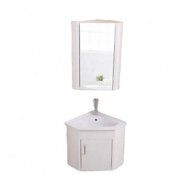 New design wall mounted white corner pvc bathroom wash basin cabinet