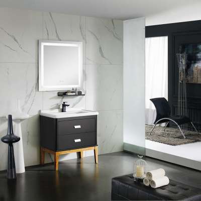 Waterproof free standing vanity square led bathroom mirror cabinet