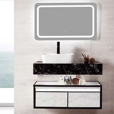 Modern hotel led mirror wall mounted bathroom washbasin cabinet