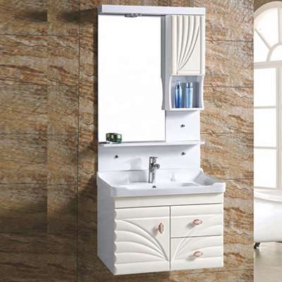 European style waterproof pvc bathroom cabinet with led mirror